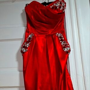Strapless red gown